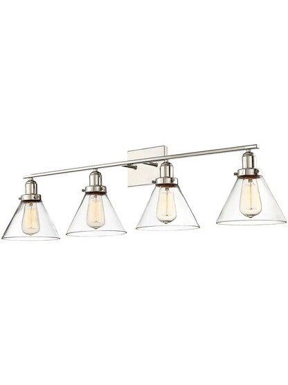 Drake 4-Light Bath Bar in Polished Nickel.